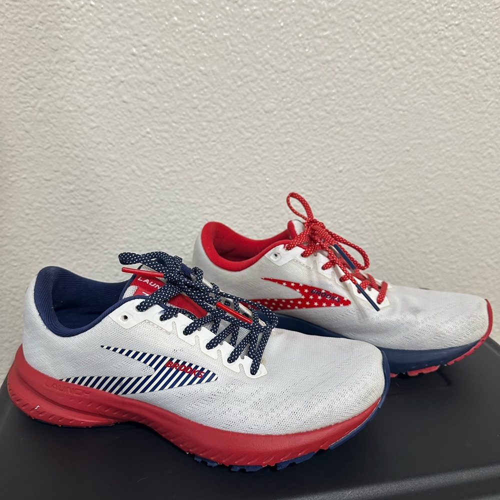 White and Red Running Shoes